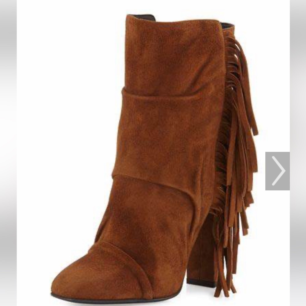 Giuseppe Zanotti Alabama Suede fringe booties boots sz 39